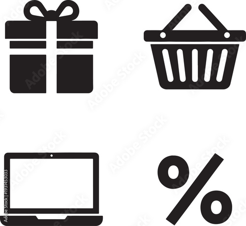 E commerce and shopping icons with discount
