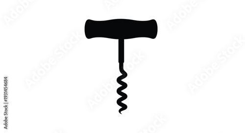 A simple black silhouette of a classic corkscrew design silhouette