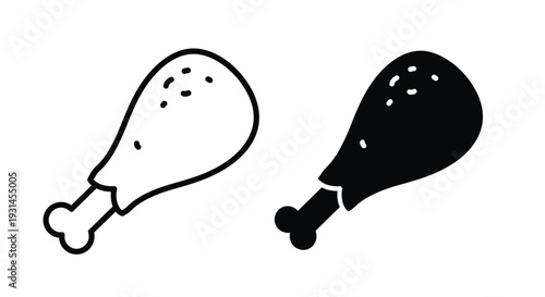 Two fried chicken drumsticks one light and one dark silhouette