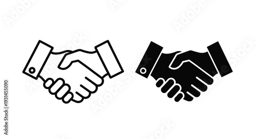Two hands shaking in agreement a simple graphic silhouette