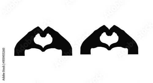 Two hands forming heart shapes a striking black silhouette