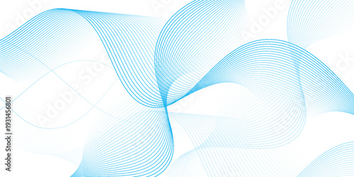 Abstract blue smooth wave on a white background. Dynamic sound wave. Design element. Vector illustration.