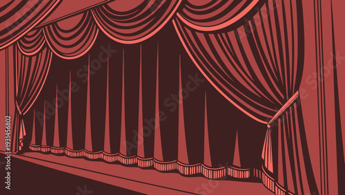 Red Stage Curtains in a Theater Setting.