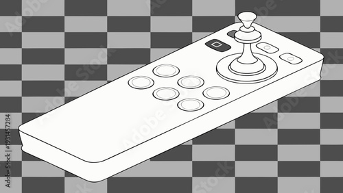 Chess Piece Joystick Remote Control on Checkered Background.