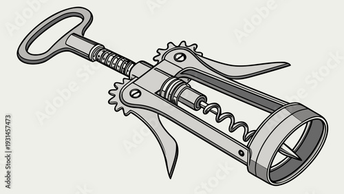 Detailed illustration of a classic corkscrew for opening wine bottles.