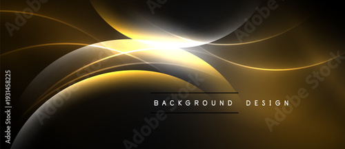 Abstract golden lines radiate from bright center. Dark background creates dramatic visual effect. Text reads background design.