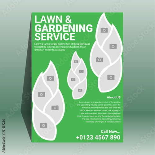 Professional Lawn Care and Gardening Service Flyer Template Design, Tree and gardening service poster leaflet design