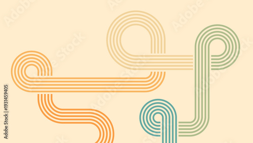 Abstract background of rainbow groovy Wavy Line design in 1970s Hippie Retro style. Vector pattern ready to use for cloth, textile, wrap and other.