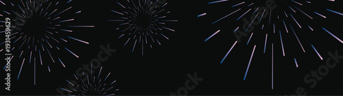 Abstract Light star fractal Banner wide landscape design celebration fireworks galaxy explosion on black background festival colorful party new year EPS 10