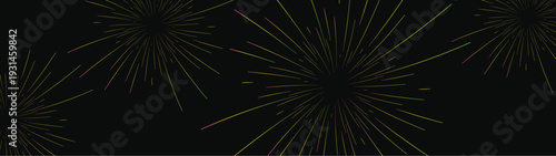 Abstract Light star fractal Banner wide landscape design celebration fireworks galaxy explosion on black background festival colorful party new year EPS 10