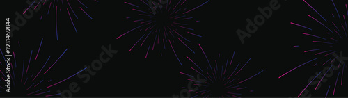 Abstract Light star fractal Banner wide landscape design celebration fireworks galaxy explosion on black background festival colorful party new year EPS 10
