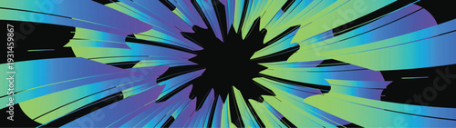 Abstract Light star fractal Banner wide landscape design celebration fireworks galaxy explosion on black background festival colorful party new year EPS 10