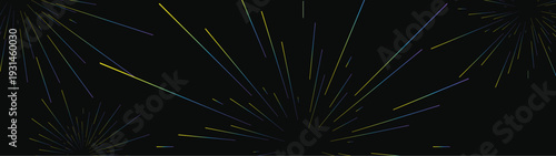 Abstract Light star fractal Banner wide landscape design celebration fireworks galaxy explosion on black background festival colorful party new year EPS 10