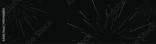 Abstract Light star fractal Banner wide landscape design celebration fireworks galaxy explosion on black background festival colorful party new year EPS 10