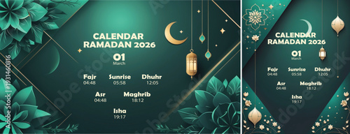 Elegant Ramadan Mubarak Calendar Background, Ramadan Calendar 2026 Background for social media template