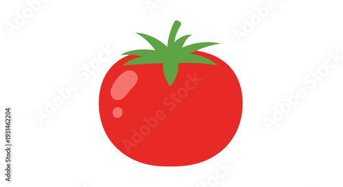 A vibrant stylized illustration of a single ripe red tomato with green stem