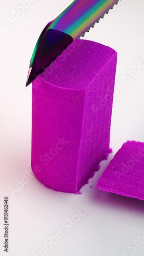 
Very Satisfying and Relaxing Kinetic Sand ASMR video. Cutting anti stress macro close up colorful Kinetic Sand with a Knife. ASMR sounds.
