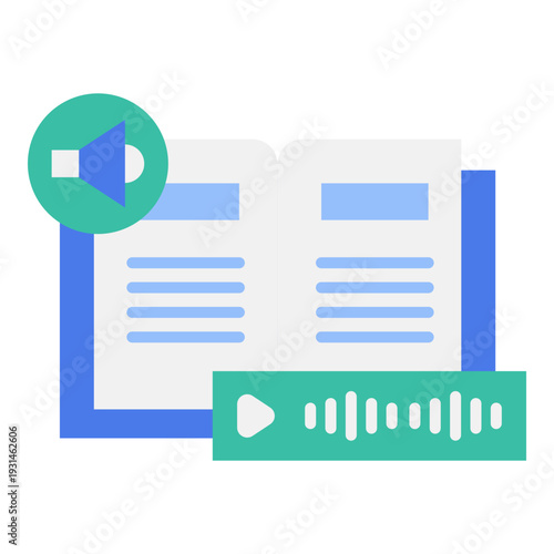 Audiobook Concept with Book and Soundwave Icon