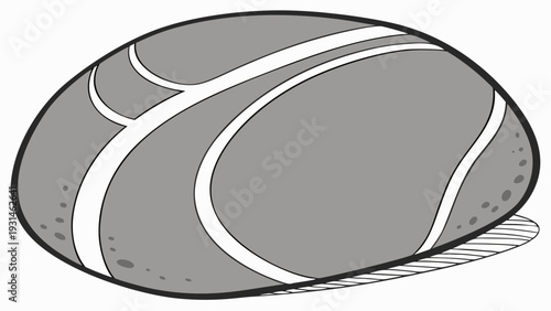 Smooth gray river rock with white stripes.