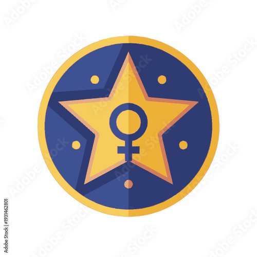 Blue and Yellow Astrology Star Icon.
