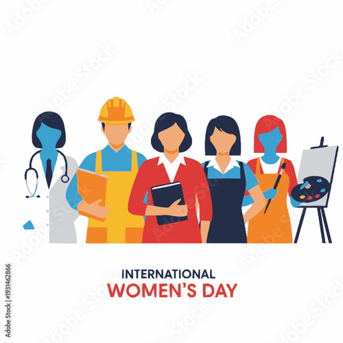 Diverse Women in Various Professions Illustration.