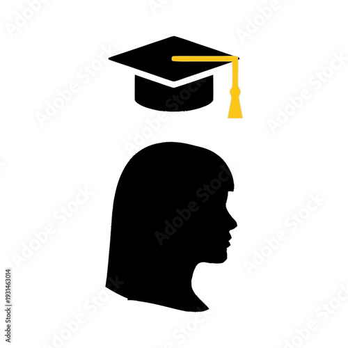 Graduation Cap and Silhouette of Person.