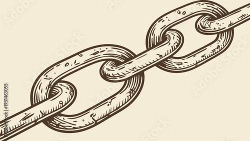 Vintage Engraved Metal Chain Illustration.