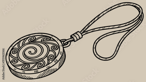 Vintage Engraved Round Locket Pendant with Swirl Design.