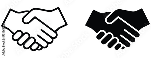 Shaking hands icons editable stroke for website and UI design