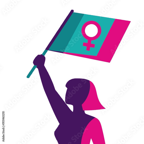 Woman Holding Feminist Flag in Solidarity.