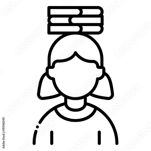 Woman balancing books on her head - education and knowledge concept