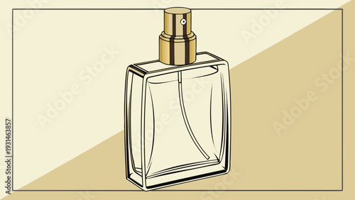 Elegant Glass Perfume Bottle with Gold Sprayer.
