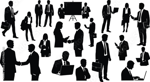 Business people meeting in a conference room silhouette