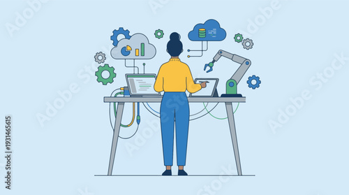 Professional managing cloud computing, data, and robotic automation