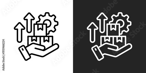 Product Management Icon In Black And White Glyph Style