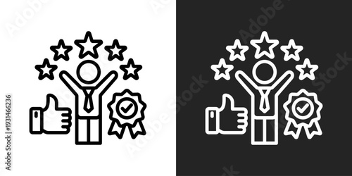 Reputation Icon In Black And White Glyph Style