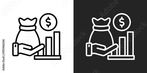 Investment Icon In Black And White Glyph Style