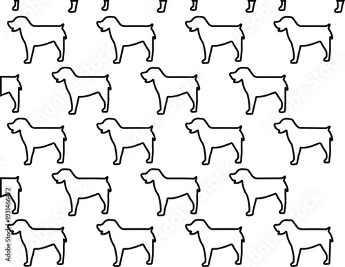 Dog Outline Seamless Pattern with Minimal Line Art Canine Silhouette Repeating Vector Background Design
