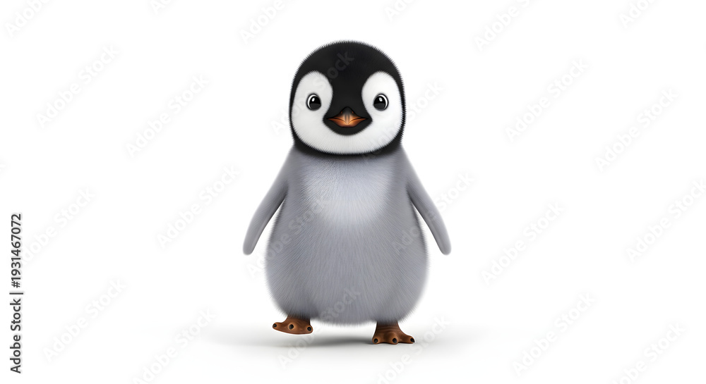 Fototapeta premium Cute 3D rendered baby penguin chick walking.
