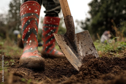 Person digging soil with a shovel