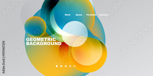 Abstract fluid shapes, vibrant colors, gradient background. Modern design elements suggest website header or presentation template.