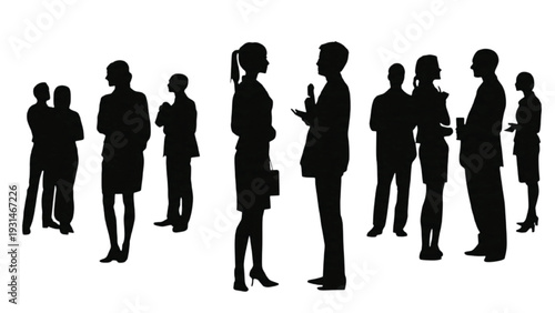 Business networking silhouettes professional communication concept