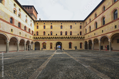 view of the interior of the Castle in the area of the Olympic flame during the 2026 Milano Cortina Winter Olympics, Milan, Italy