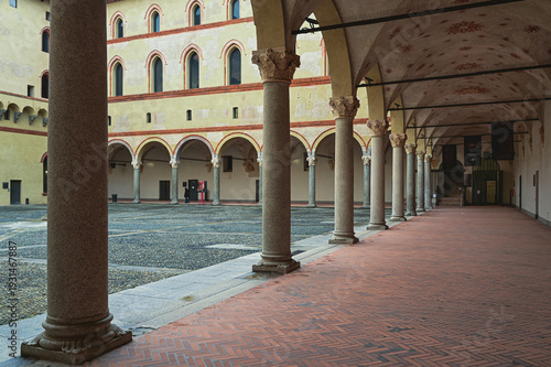 view of the interior of the Castle in the area of the Olympic flame during the 2026 Milano Cortina Winter Olympics, Milan, Italy