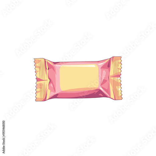 Faded candy wrapper illustration isolated on a pristine white background showcasing a colorful design