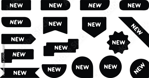 new black tag badge icon set vector illustration new design collection 