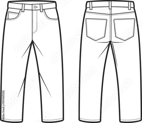 White jeans with ripped knees and back pockets shown from front and back view front view