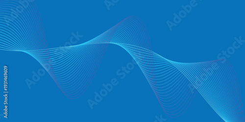 abstract creative minimalist blue white wave line on blue background.