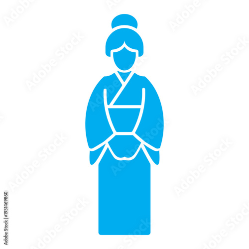 silhouette of a Japanese woman wearing traditional clothing, commonly known as a geisha or woman in kimono