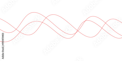 abstract modern red thin wave line design.